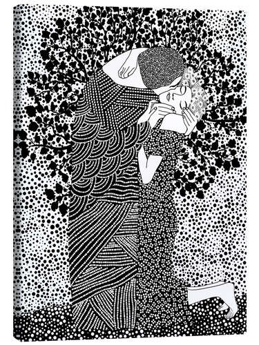 Canvas print The Kiss Black and White