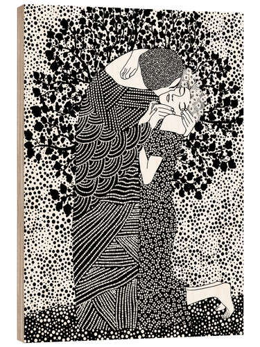 Quadro de madeira The Kiss Black and White