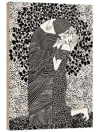 Wood print The Kiss Black and White - CatsAndDotz
