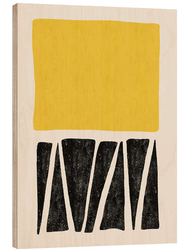 Wood print Abstract in Black and Gold
