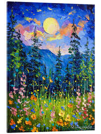 Tableau en verre acrylique Moonlit Night by the Mountains - Olha Darchuk