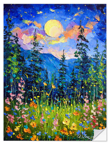 Wall sticker Moonlit Night by the Mountains