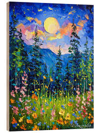 Tableau en bois Moonlit Night by the Mountains - Olha Darchuk