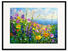 Gerahmter Kunstdruck Wildblumen an der Küste - Olha Darchuk