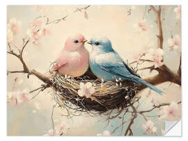 Wandsticker Turteltauben und Kirschblüten