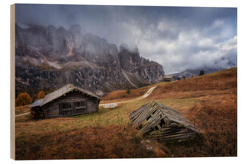 Wood print Huts in the Dolomites