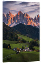 Quadro em acrílico Santa Maddalena in the Dolomites at sunset - Martin Podt