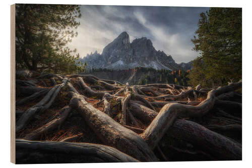 Holzbild Verwurzelt in den Dolomiten