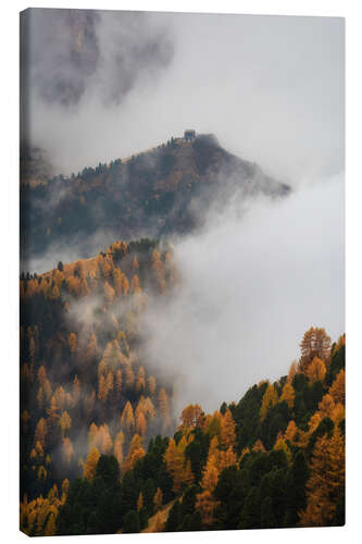 Canvas print Clouds and fall colours in the Dolomites