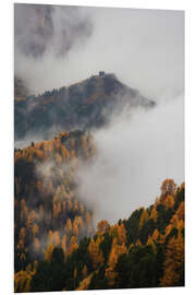 Hartschaumbild Wolken und Herbstfarben in den Dolomiten