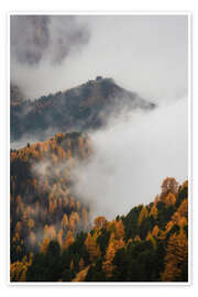 Kunstwerk Clouds and fall colours in the Dolomites - Martin Podt