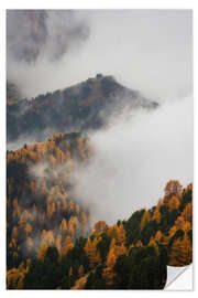 Wandsticker Wolken und Herbstfarben in den Dolomiten