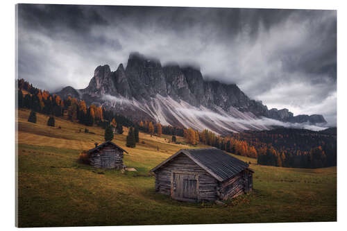 Acrylic print Huts and clouds in the Dolomites