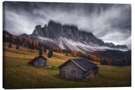 Canvas print Huts and clouds in the Dolomites - Martin Podt