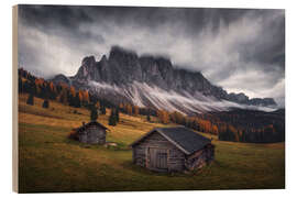 Wood print Huts and clouds in the Dolomites - Martin Podt