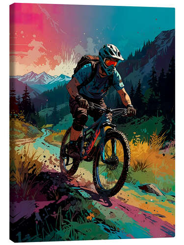 Leinwandbild Bike-tour in die Berge