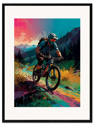 Impresión de arte enmarcada Bike tour in the mountains