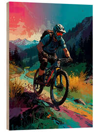 Holzbild Bike-tour in die Berge