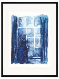 Gerahmter Kunstdruck Hund wartet auf Herrchen