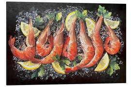 Alubild Stilleben mit Garnelen auf Eis - Maria Tuzhilkina
