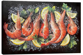 Canvas print Still Life With Prawns On Ice - Maria Tuzhilkina