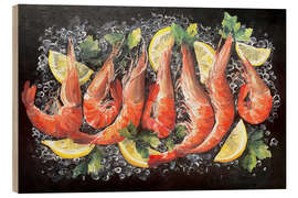 Cuadro de madera Still Life With Prawns On Ice - Maria Tuzhilkina