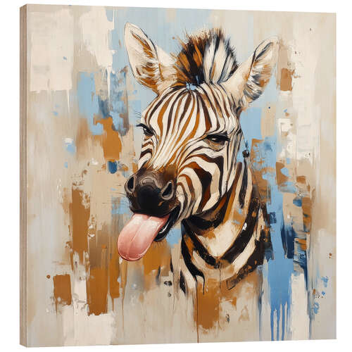 Wood print Funny zebra