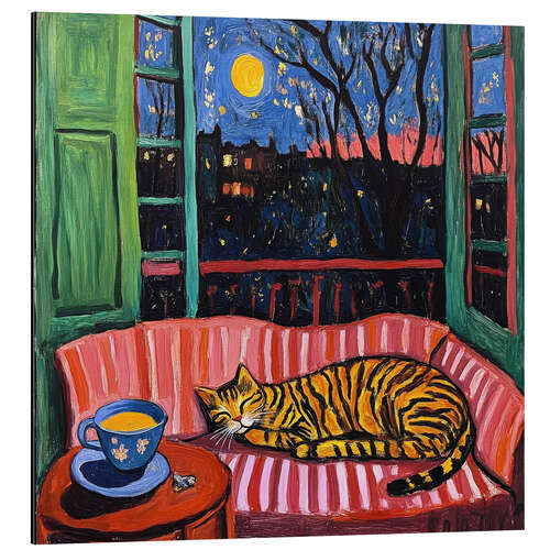 Aluminiumsbilde Relaxing on the sofa by moonlight
