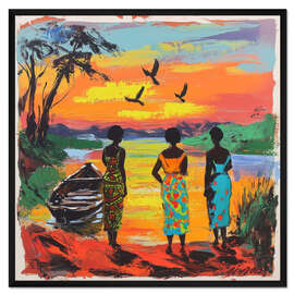 Gerahmter Kunstdruck Afrikanischer Sonnenuntergang