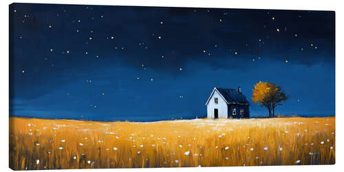 Stampa su tela Starry night in a field