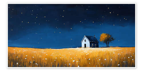 Poster Starry night in a field