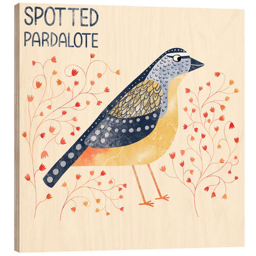 Wood print Spotted Pardalote