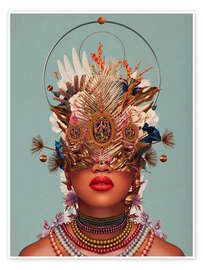 Wall print Blossom in a golden asymmetry - Frank Moth