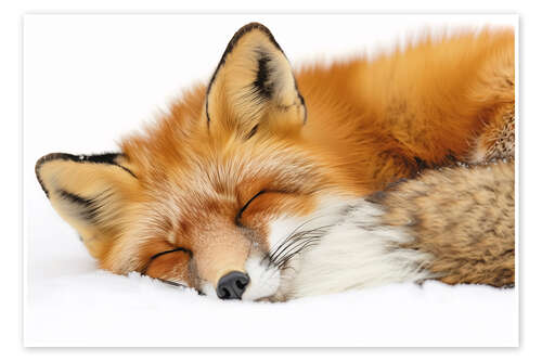 Poster Fuchs schläft im Schnee