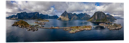 Acrylic print Lofoten Panorama with Rainbow