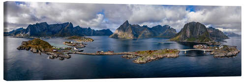 Canvas print Lofoten Panorama with Rainbow