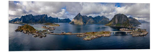 Foam board print Lofoten Panorama with Rainbow