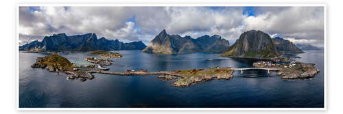 Poster Lofoten Panorama with Rainbow