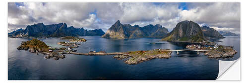 Sticker mural Lofoten Panorama with Rainbow