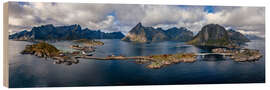 Holzbild Lofoten Panorama mit Regenbogen - Achim Thomae