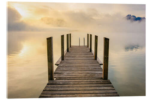 Acrylic print Jetty on the lake at sunrise