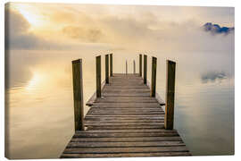 Tableau sur toile Jetty on the lake at sunrise - Martin Wasilewski