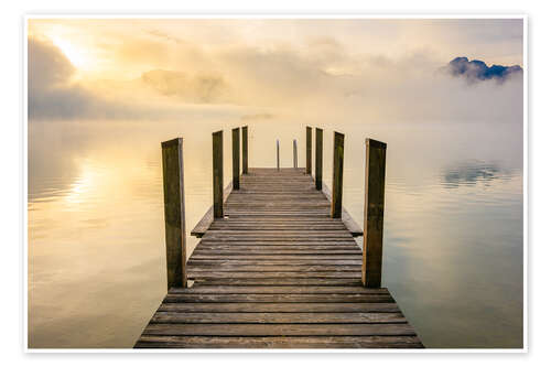 Póster Jetty on the lake at sunrise