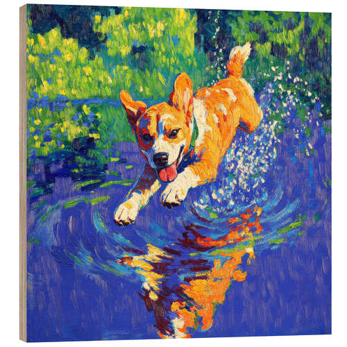 Cuadro de madera Running dog
