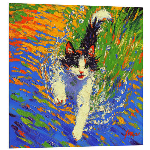 Hartschaumbild Tauchende Katze