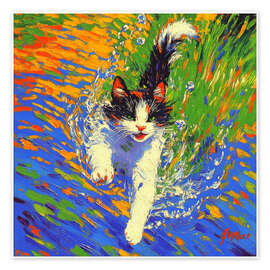 Plakat Diving Cat