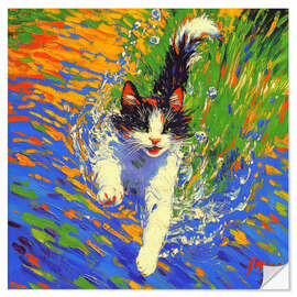Wall sticker Diving Cat