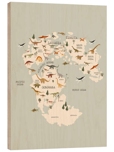 Print på træ Dino Map