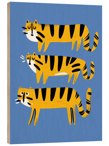 Wood print Funky Tigers