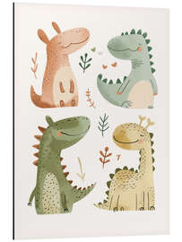 Cuadro de aluminio Cute Dinosaurs - treechild